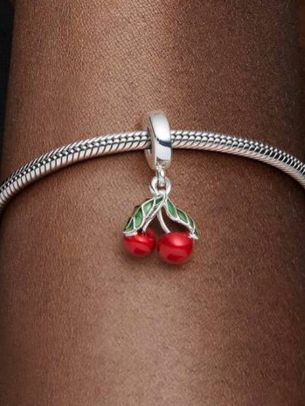 Pandora Sterling Silver Red Cherry Charm ONLY